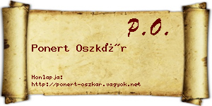 Ponert Oszkár névjegykártya